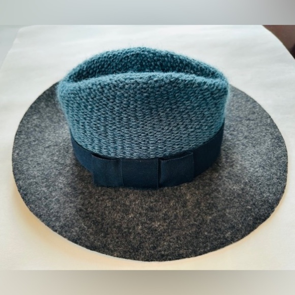 BETTINA Italy Fedora Woven Mohair Blue Grey Exc Condition One Size